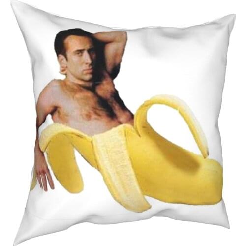 Nicolas Cage In A Banana Pillowcase Soft Fabric Cushion Cover Decor Pillow Case Cover Home Drop Shipping 40*40cm