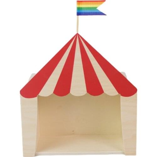 GXMA Wooden Circus Chalet Shaped Storage Rack Kids Room Decoration Floating Wall Storage Shelf Display Hanging Shelving Child