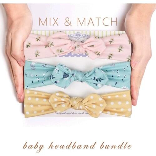 3pcs/set Baby Headbands or Girls Baby Bows Baby Turban Hair Band Accessories Infant Bow Knot Headband Bundle Set