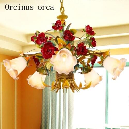 European style living room flowers chandeliers art iron flowers lights Korean bedroom Chandelier Postage free