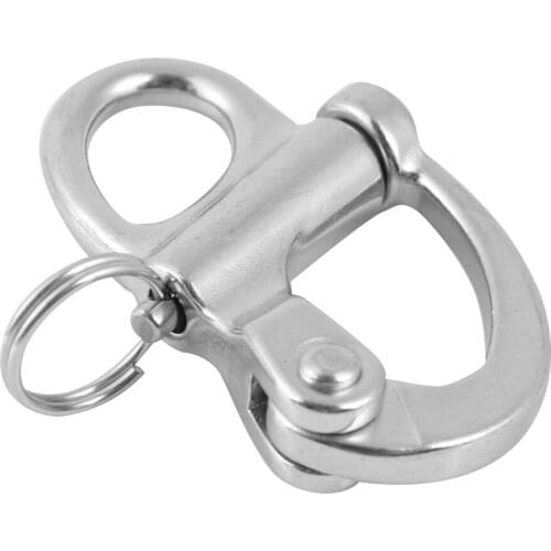 Fixed Snap Shackle 316 Stainless Steel 35mm Fixed Snap Anchor Shackle Rigging Silver Fixed Eye Bail with Eye Ring for Sailboat
