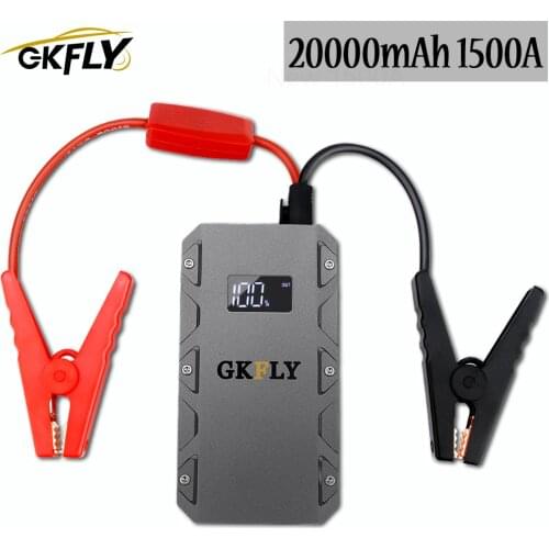 GKFLY Emergency 20000mAh 12V Car Jump Starter1500A Portable Starting Device Power Bank Car Charger For Car Battery Booster LED
