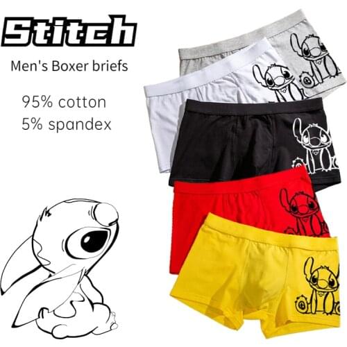 Disney Stitch cotton print man boxer briefs teenager students Loose underwear Soft skin-friendly Boy friend Panties shorts gift