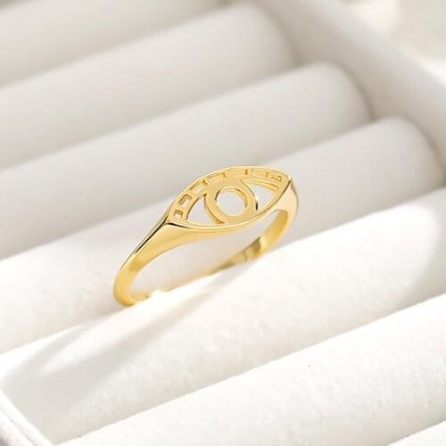 Stainless Steel Gold Color Evil Eye Rings For Women Vintage Boho Crystal Knuckle Men' Ring On Finger Female Party Jewelry Gift