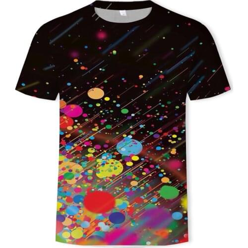 2021 summer fashion new colorful starlight 3D printing pattern mens trend short-sleeved casual T-shirt top