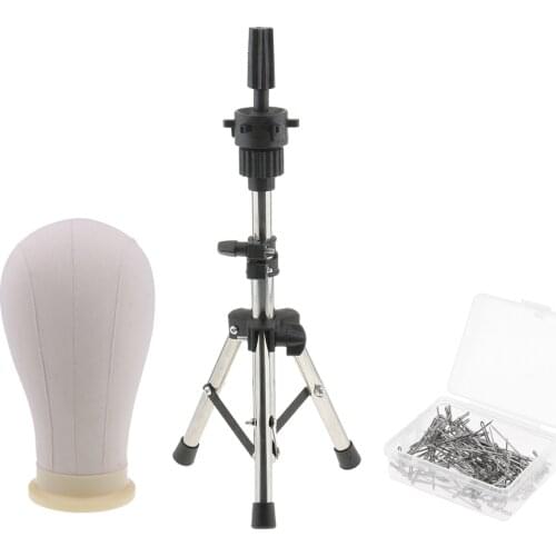 22 inch Salon Mannequin Head Manikin Block Cork for Wigs Practice Hat Display+Tripod Stand & T Pins for Wig Making Hat Display