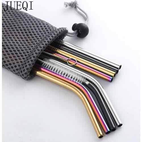 4Pcs Color gold stainless steel Drinking Straw Reusable High Quality 304 Stainless Steel Metal Straw