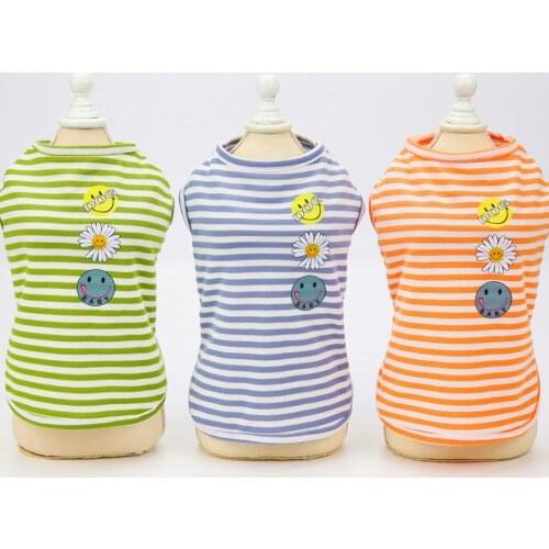 Fashion Sunflower striped vest Pet Dog Jumpsuit Puppy Cat Dog Costume Cotton Dog Clothes Soft Pullover Dog Shirt