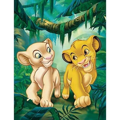 Lion DIY Poured Glue Diamond Painting Kits Embroidery diamond Scalloped Edge scene Child Home Wall Decor landscape flower art