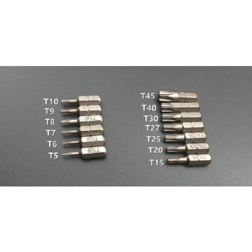 New 10pcs 1/4" S2 T45 Magnetic Torx bit Screwdriver bit Air screwdriver tool Can choose T6-T45