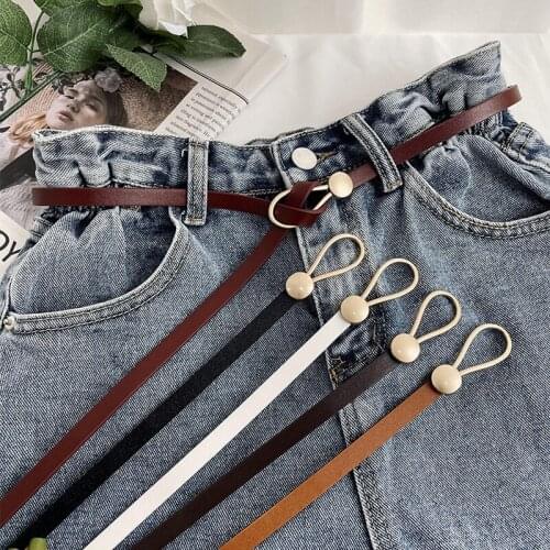 New Thin Leather Belt Metal Ring Buckle PU Leather Women Dress Jeans Suits Waist Belts Solid Color Fashion Waistband for Ladies