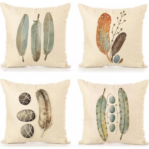 Nordic Plant Leaf Feathers Pillow Covers Home Decorative Pillows cushion cover Linen Pillow Case