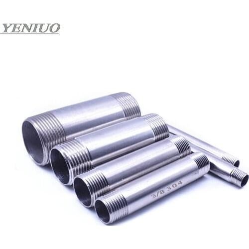 Water connection 1/8" 1/4" 3/8" 1/2" 3/4" 1" 1-1/4" 1-1/2" Male X Male Threaded Pipe Fittings Stainless Steel SS304 100mm Length