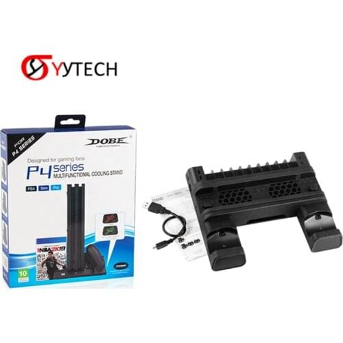 SYYTECH TP4-19076 Multi-functional with LED indicator cooling fan game card storage Charging Stand For PS4 SLIM PRO