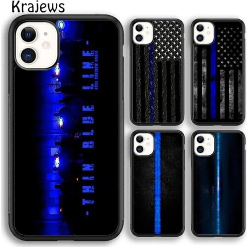 Krajews POLICE THIN BLUE LINE AMERICAN FLAG Phone Case For iPhone 5 6s 7 8 plus X XR XS 11 12 pro max Samsung Galaxy S8 S9 S10