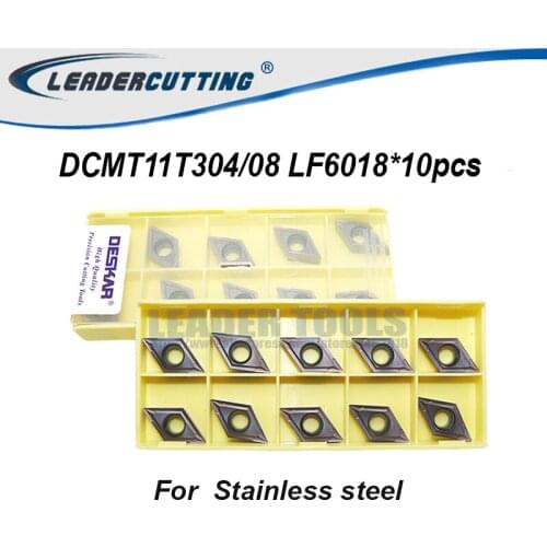 DCMT11T304 LF6018 DCMT11T308 LF6018*10pcs Deskar Carbide Turning Inserts,Blade for Lathe tool SDJCR/SDUCR/SDQCR, stainless steel