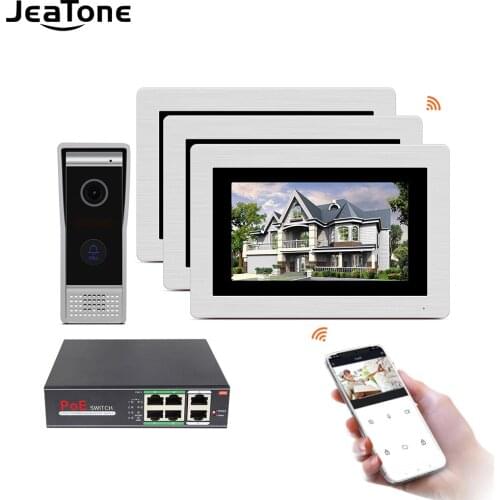 7 inch WIFI IP Video Door Phone Intercom Door Bell Villa Building Access Control System Touch Screen Motion Detection 1 to 3