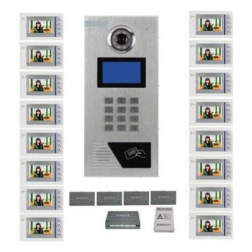 XinSiLu Building Home security Video Intercom System 4.3" LCD Video Door Phone IR Home Video Doorbell For 16-Apartments 1 Doors