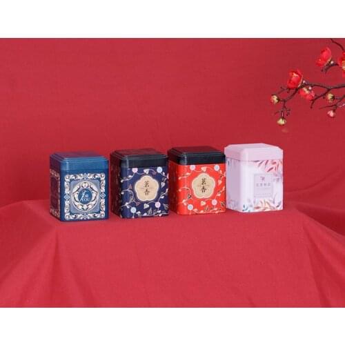 Vintage Small Tea Caddy Tin Can Candy Scented Tea Caddy Tinplate Tea Packaging Box Portable Tea Caddy Candle Container