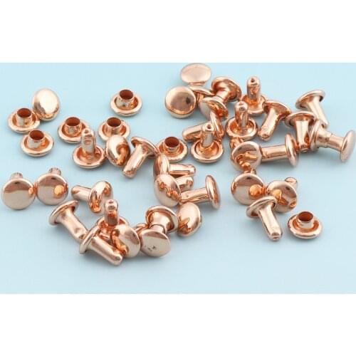 Rose gpld Rivets 100sets 5mm Metal Double Cap Rivets Leather studs Round Studs for Bag Belt Garment Bracelet