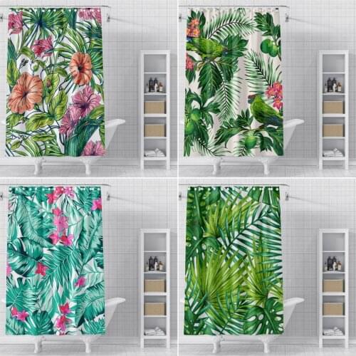 Green Leaves Bath curtain Waterproof Shower Curtains Polyester Cartoon Bath Screen Printed Curtain for Bathroom Home Decor