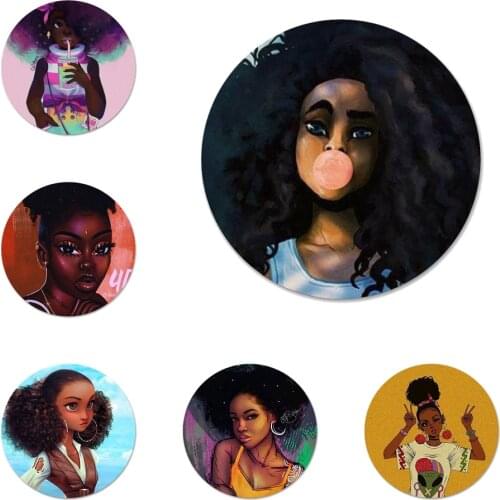 58mm Afro Girls Icons Pins Badge Decoration Brooches Metal Badges For Backpack Decoration
