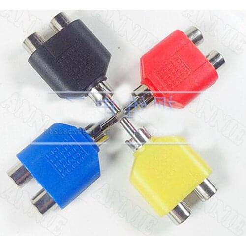 10pcs/lot RCA Three-Way Valve Socket Lotus One To Two Video Jack AV Colorful Nickel Plated Plug