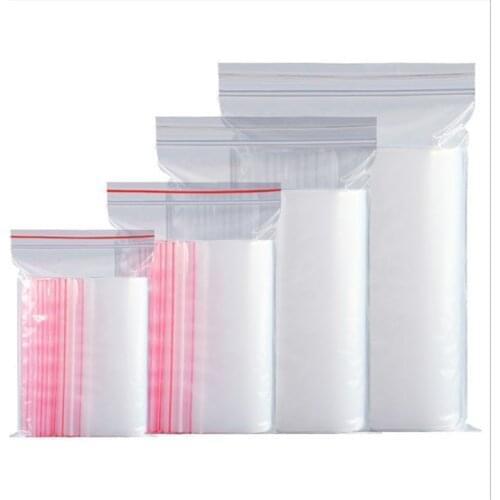 100pcs Transparent Plastic Ziplock Bag Self Sealing Food Bags Gifts Candy Jewelry Reclosable Storage Zipper Bag Supplies 3 Sizes