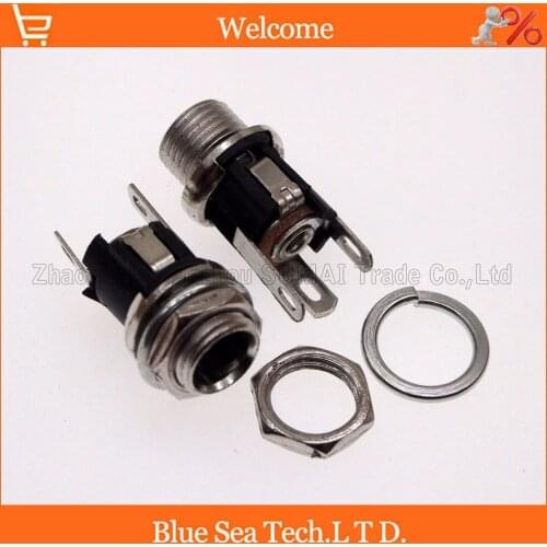 Free Shipping 20 PCS High quality DC-053A power outlet 5.5-2.1 socket with nut 3pin