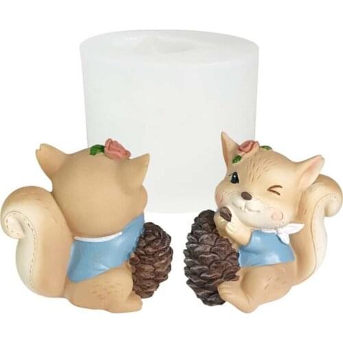 3D Animal Squirrel Silicone Mold Crystal Epoxy Plaster Mould Aromatherapy Candle Making DIY Supplies
