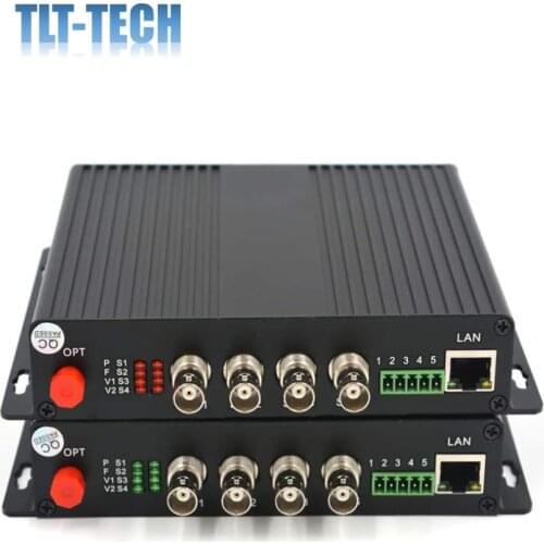 4 Channels HD SDI Video/Audio Ethernet Over Fiber Optic Media Converters Transmitter Receiver for HD SDI CCTV (with RS-485 Data)