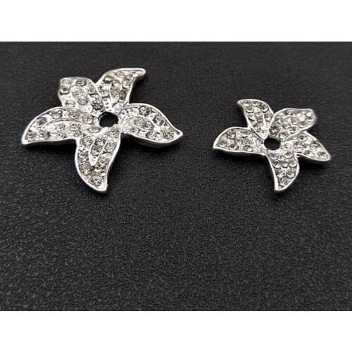 50pcs Starfish Alloy Crystal Rhinestone Appliques Buckle strass Jewelry Necklack Brooch Children Girls Hairpin Hair Clip Decor