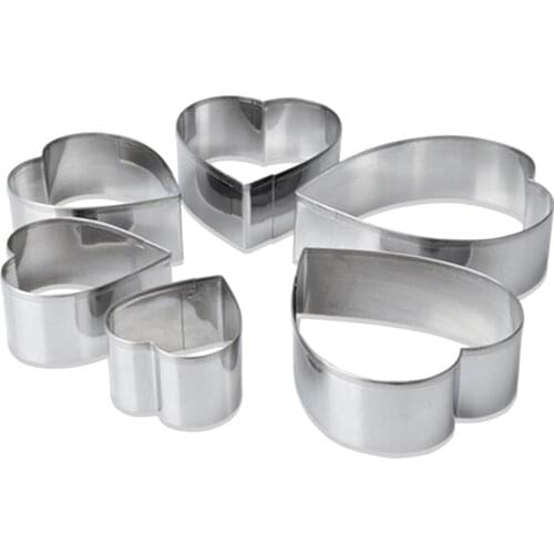 6pcs/set Heart Cookie Moulds Biscuit Cutter Cake Stainless Steel Baking DIY Chocolate cooking tool Fondant Bread Kitchen kit