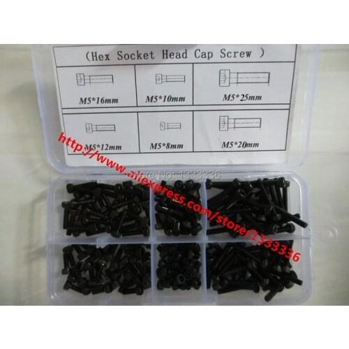 60pcs M5 Serie Hex Head Socket Cap Screw Black 12.9 Grade Accessories Kits Bolt M5X8/10/12/16/20/25mm