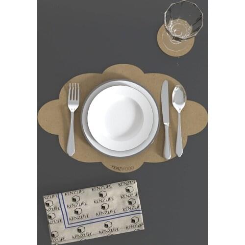 8pcs/set Solid Design Placemats With Coaster Non Slip Table Mats Kitchen Wood Mdf Accessories Home Pad Coaster Dining Table