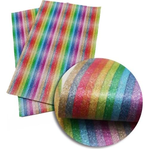 David accessories 20*33cm Rainbow stripe faux artificial Synthetic leather fabric DIY hair bow Garment Decorative,1Yc3610