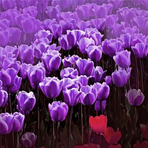 DIY 5D Diamonds Embroidery Diamond Mosaic Purple tulip cube drill Diamond Painting Cross Stitch Kits Home Decoration