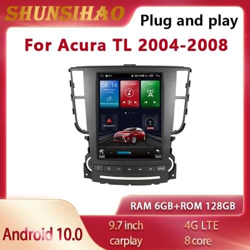 ShunSihao tesla Style car radio for 9.7 inch Acura TL 2004-2008 multimedia GPS navi CarPlay autoradio 128GB Android 10
