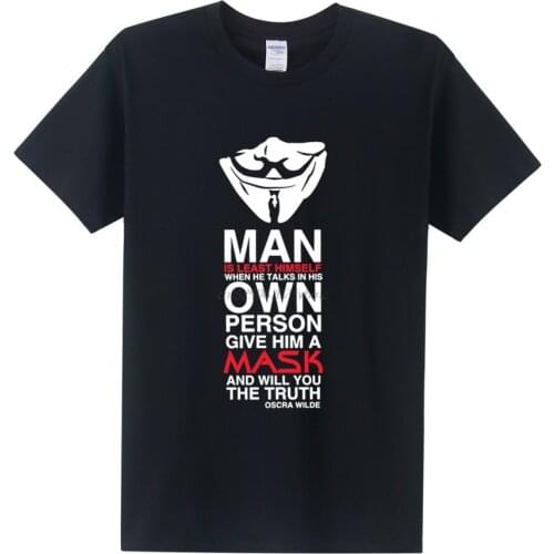 Brand New Summer V for Vendetta T Shirt Anonymous Guy Fawkes Mask Men T-Shirts O Neck Short Sleeve Boy Tees Tops Men Clothing