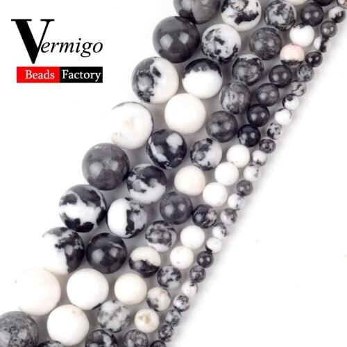 Black White Zebra Jaspers Natural Gem Stone Beads Round Loose Beads For Jewelry Making 4 6 8 10 12mm Pick Size 15" Diy Jewellery