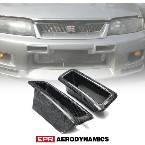 For Nissan R33 Skyline GTR NIS Style Carbon Fiber Black Glossy Finished Front Bumper Vents accessories Exterior Body kit