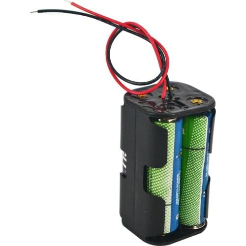Black Plastic AA Battery Holder Storage Box Case Container With Wire Lead for 4x AA Batteries Wholesale