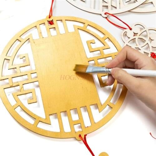 Hand material Chinese style wooden coloring pendant traditional ornament kindergarten children color pendant