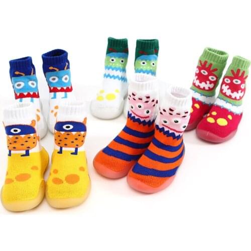 Baby Unisex Sock Shoes Baby Girl Baby Boy Outdoor Indoor Floor Anti-slip Slippers Breathable Cotton Rubber Thick Woolen Shoe