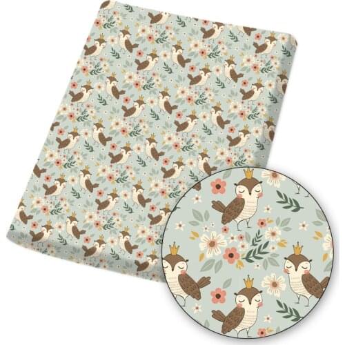 Fabric Polyester Cotton Cloth Sheets Cartoon Owl Printed Breathable Health Mask Dress Making DIY Crafts Material 45*145cm 1pc