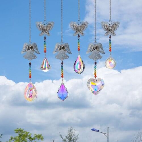 Elegant Hanging Crystal Light Prism Sunlight Reflector with Chain Decor for Garden Home Office Yard Porch Outdoor Indoor