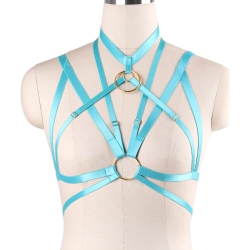 Fetish Body Harness Sexy Lingerie Pastel Goth Rave belt body cage Harness Bra Bondage Harness Harajuku Goth Cage Bra