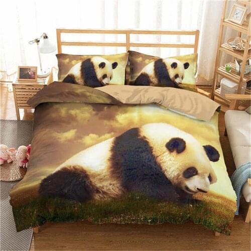 Panda Printed 3pcs Bedding Set Bamboo Duvet Cover Sets For Adult Bedclothes And Pillowcases Comforter Bed Set Microfiber Fabric