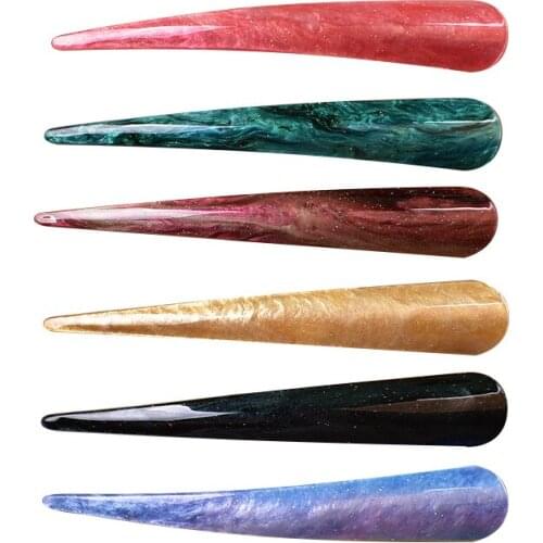 Korean Acrylic Starry Sky Print Hair Clips Ox Horn Shaped Hair Clamps Chic Hair Grips for Women Girls Hair Accessories Headwear