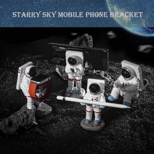 Creative Astronaut Mobile Phone Stand Desktop Pen Creative Mobile Phoneholder Desktop Decoration Gum Material Spaceman Decoratin